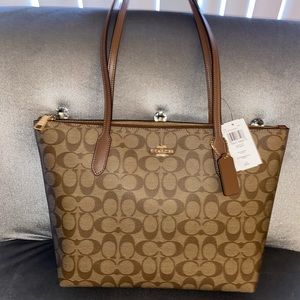 Coach Zip Top Tote Signature Canvas - New